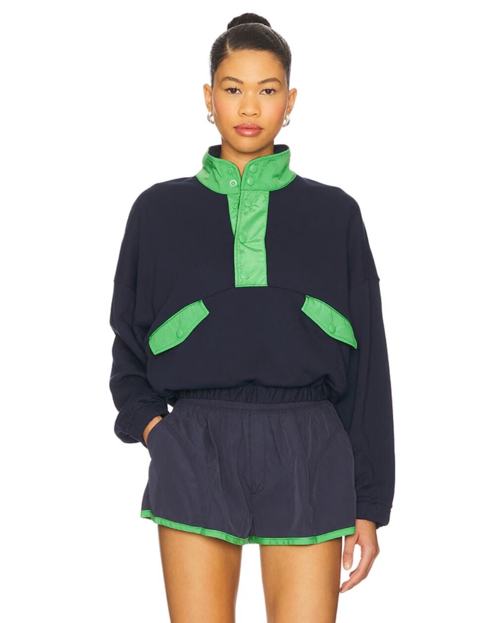 Free People Movement World Tour Two-Piece Set Blue Green Jacket + Shorts Size M